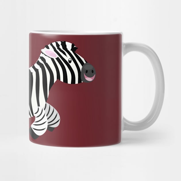 Cute funny zebra running cartoon illustration by FrogFactory